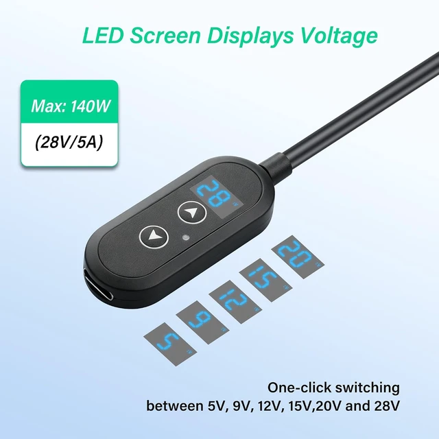 Alt view image 4 of 7 - SinLoon PD 140W USB C to DC5525 Converter Cable 20CM/0.65Ft