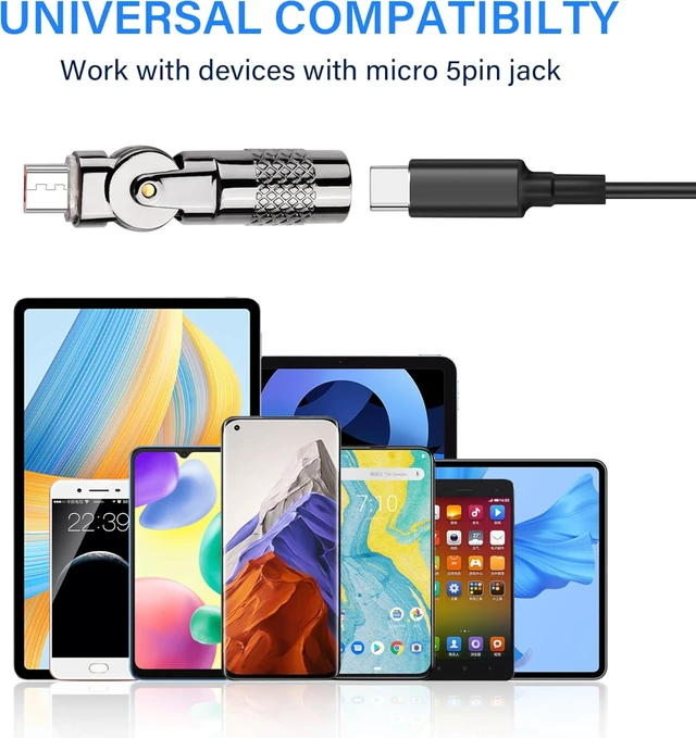 Alt view image 5 of 7 - SinLoon 2 Pack USB C to Micro USB Adapter USB Type C Female to Micro 5Pin Male Connector 180 Degree Rotation Converter Connector Support Charge Data for Phone