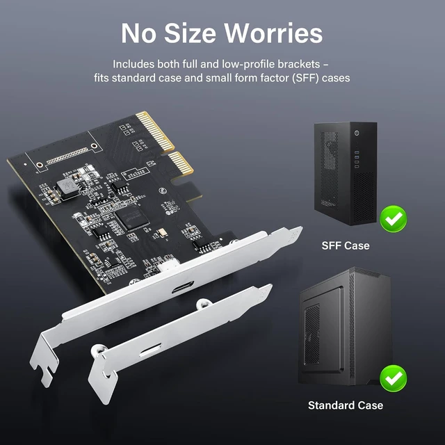 Alt view image 4 of 7 - SinLoon PCIe x4 to USB C 3.2 Gen2 Card 20Gbps, ASM3242 Controller for PC