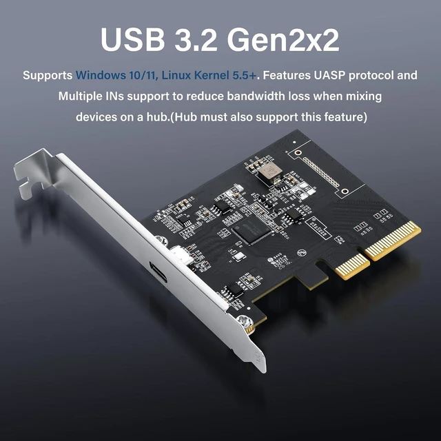 Alt view image 6 of 7 - SinLoon PCIe x4 to USB C 3.2 Gen2 Card 20Gbps, ASM3242 Controller for PC