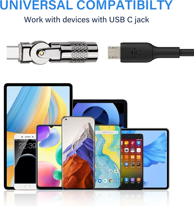 Alt view image 5 of 7 - SinLoon 2 Pack Micro USB to USB C Adapter Micro 5Pin Female to USB Type C Male Connector 180 Degree Rotation Converter Connector Support Charge Data for Phone