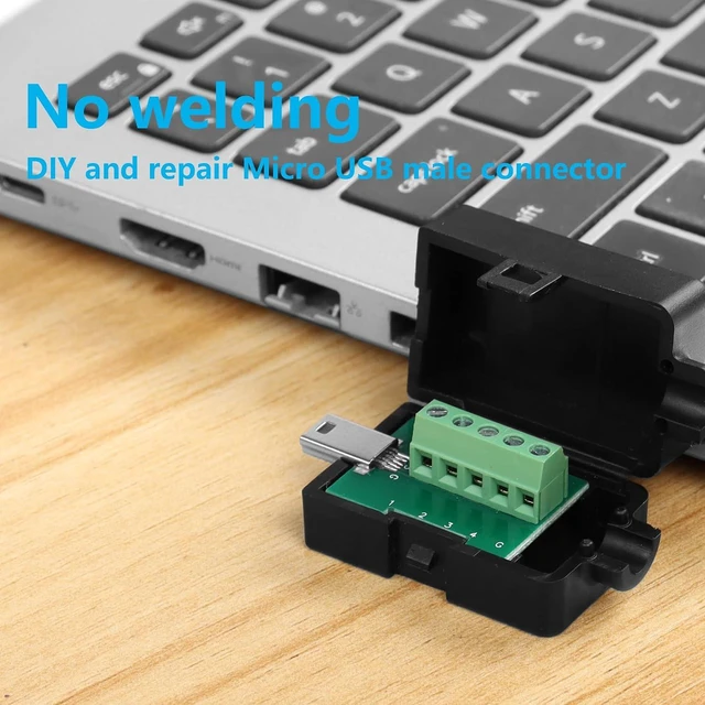 Alt view image 3 of 7 - SinLoon 2 Pack Micro USB Solderless Adapter Micro USB Male Screw Terminal Block Connector 5Pin Bolt Screw Replacement Jack with Cover Screwdriver
