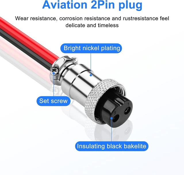 Alt view image 4 of 7 - SinLoon 2 Pack GX16 2Pin Pigtails Electronic Cable Female Socket Wireable Molding Industrial Circular Round Receptacle Aviation Connectors 30CM/0.98Ft (2Pin)