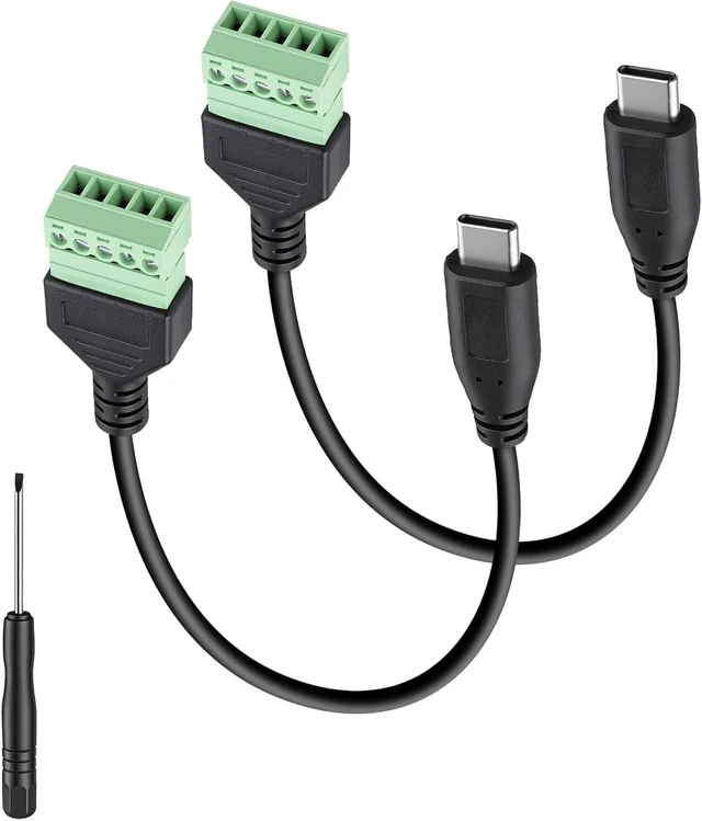 Alt view image 2 of 4 - GELRHONR USB C 5 Pin Solderless USB-C Female Screw Terminal Cable,30CM,2PCS