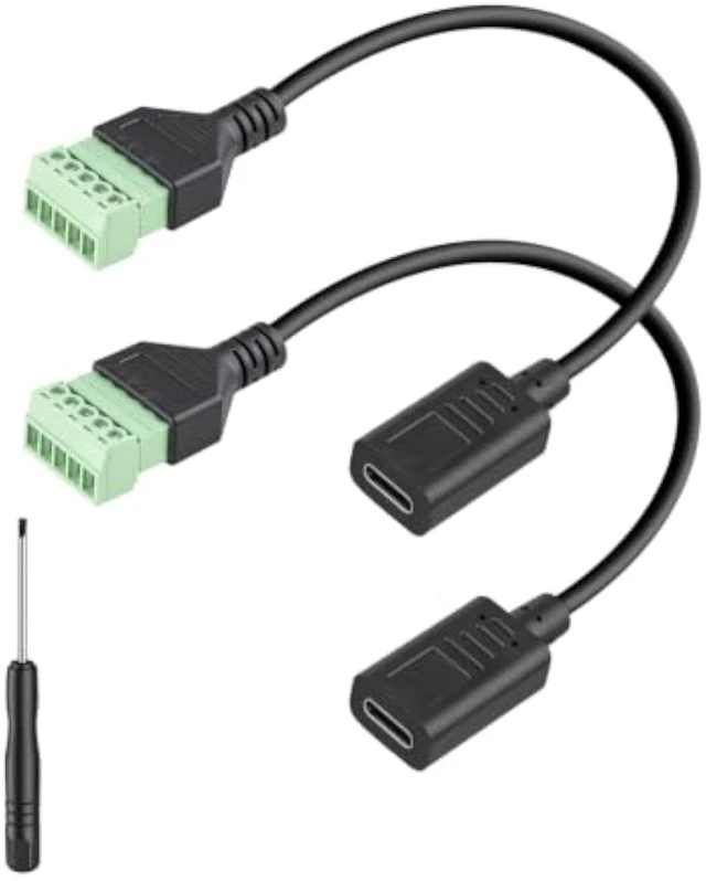 Alt view image 3 of 4 - GELRHONR USB C 5 Pin Solderless USB-C Female Screw Terminal Cable,30CM,2PCS