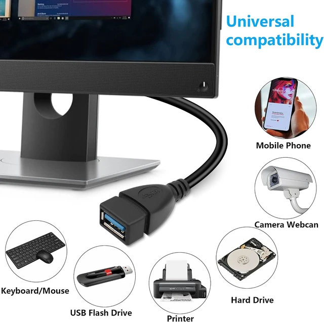 Alt view image 3 of 7 - GELRHONR 0.2M 90° Up Angle USB 3.0 Extension Cable Type A Male to A Female