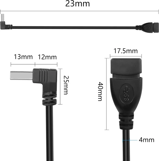 Alt view image 6 of 7 - GELRHONR 0.2M 90° Up Angle USB 3.0 Extension Cable Type A Male to A Female