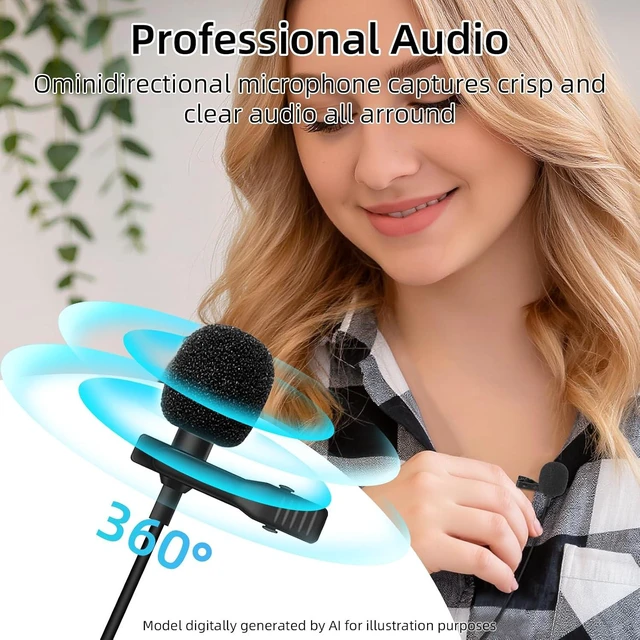 Alt view image 3 of 7 - GELRHONR USB C Lavalier Microphone, Type-C Lapel Microphone Wired with USB A Adapter, 48kHz/24bit, Compatible with PC,Laptop, Phone for Video Recording, Live Streaming and More, 4.9FT