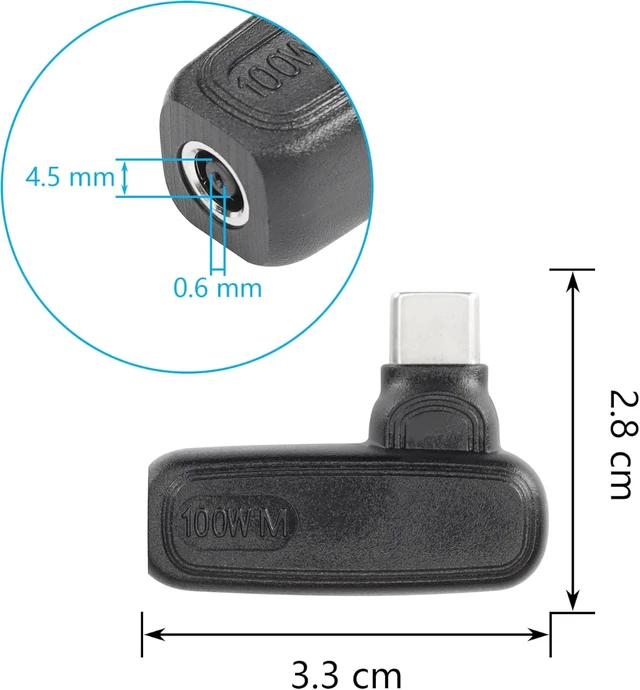Alt view image 2 of 7 - SinLoon 100W PD DC4506 to Type C Power Charging Adapter DC 4.5mm x 0.6mm Female to USB C Male Connector,Uilt-in with PD Automatic Identification Induction Chip,for Phones,Tablets,Laptops (4506 M)