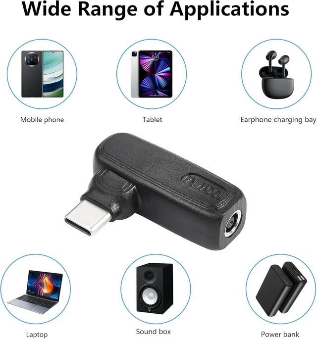 Alt view image 7 of 7 - SinLoon 100W PD DC4506 to Type C Power Charging Adapter DC 4.5mm x 0.6mm Female to USB C Male Connector,Uilt-in with PD Automatic Identification Induction Chip,for Phones,Tablets,Laptops (4506 M)