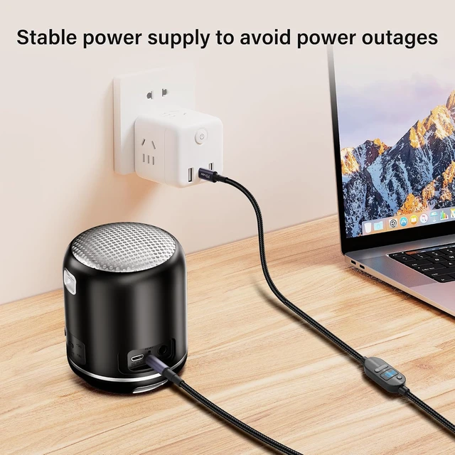 Alt view image 7 of 7 - SinLoon 140W PD to DC Converter Cable Adjustable Voltage (5V/9V/12V/15V/20V/28V) Type-C Male to DC5525 Male | 10-in-1 Adapter Heads | 1.5m Black Braided Cable