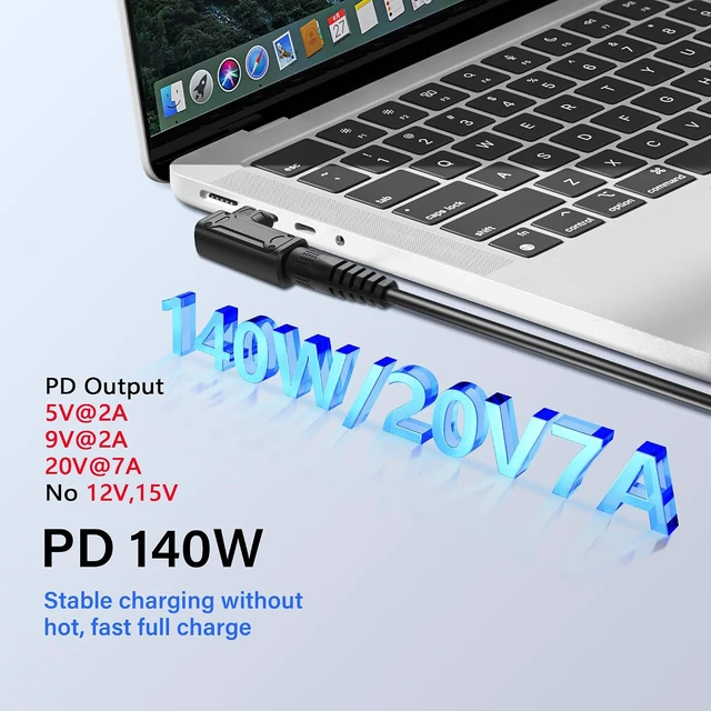 Alt view image 2 of 7 - SinLoon PD 140W DC5521 to Type C Power Charging Adapter DC 5.5mm x 2.1mm Female Input to USB C Male Connector with PD Automatic Identification Chip,for Phone,Tablet,Laptop (DC5521 G)