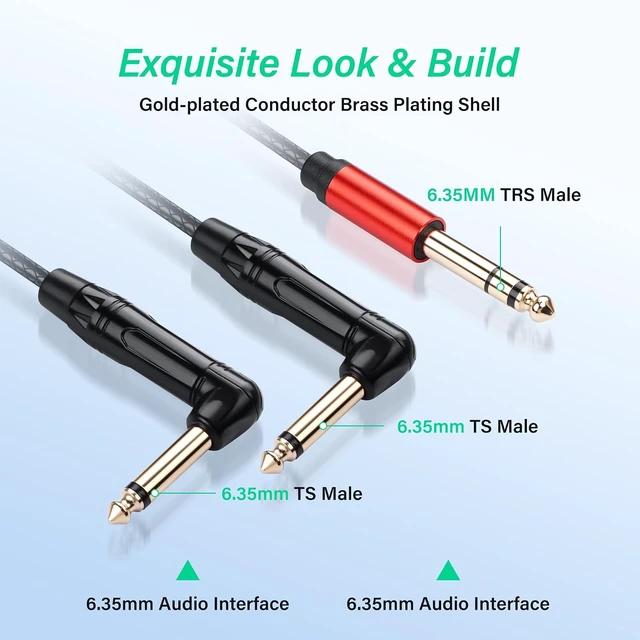 Alt view image 5 of 7 - SinLoon 1/4 Inch 6.35mm TRS Stereo Y Splitter Cable 0.5M/1.6Ft