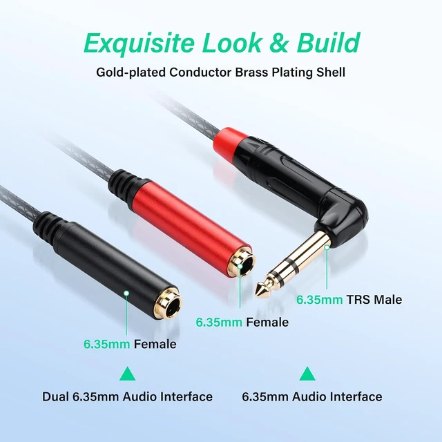 Alt view image 6 of 7 - SinLoon 1/4 Inch TRS Stereo Y Splitter Cable 0.5M/1.6Ft