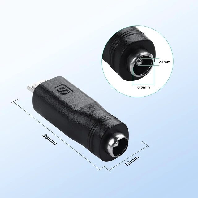 Alt view image 6 of 7 - SinLoon 5 PCS USB Micro to DC Adapter Plugs Connectors 5.5 x 2.1mm