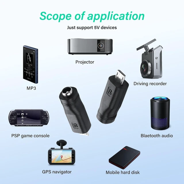Alt view image 7 of 7 - SinLoon 5 PCS USB Micro to DC Adapter Plugs Connectors 5.5 x 2.1mm