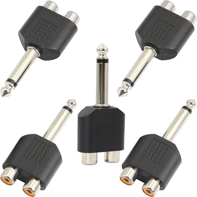 Main image of GELRHONR 6.35mm Mono 1/4 Inch Male to RCA Splitter, Stereo Jack Male to RCA Female Adapter-5PCS