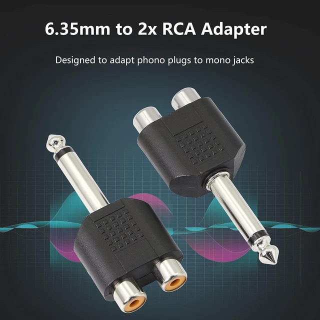 Alt view image 6 of 7 - GELRHONR 6.35mm Mono 1/4 Inch Male to RCA Splitter, Stereo Jack Male to RCA Female Adapter-5PCS