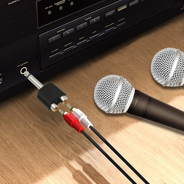 Alt view image 7 of 7 - GELRHONR 6.35mm Mono 1/4 Inch Male to RCA Splitter, Stereo Jack Male to RCA Female Adapter-5PCS