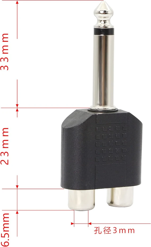 Alt view image 5 of 7 - GELRHONR 6.35mm Mono 1/4 Inch Male to RCA Splitter, Stereo Jack Male to RCA Female Adapter-5PCS