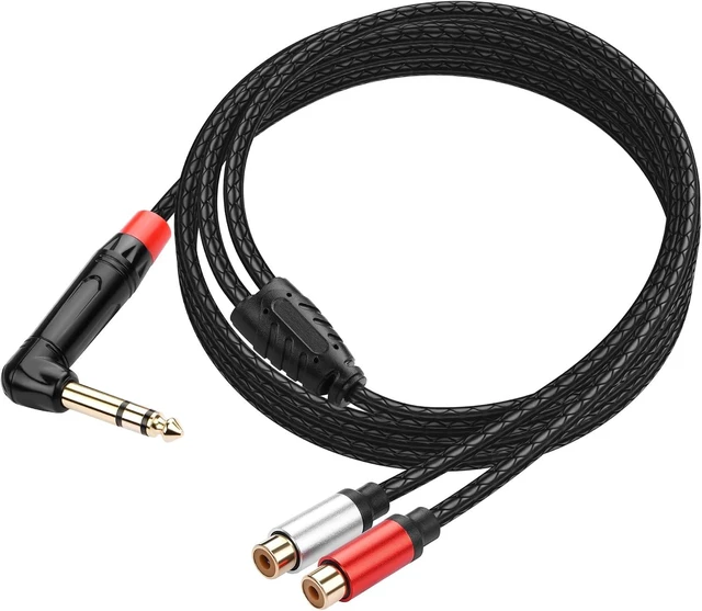 Main image of SinLoon 6.35mm TRS to 2 RCA Audio Cable 1.8M/6Ft (RCA-Female)