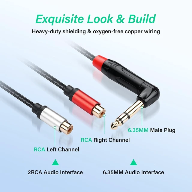 Alt view image 3 of 7 - SinLoon 6.35mm TRS to 2 RCA Audio Cable 1.8M/6Ft (RCA-Female)