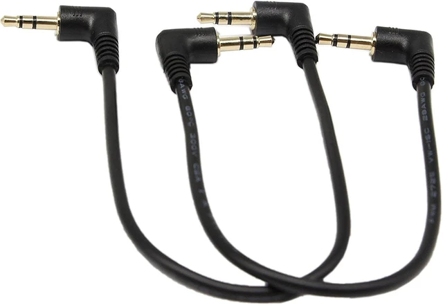Main image of SinLoon 3.5mm Stereo Audio Cable, (2-Pack) Gold Plated 90 Degree Right & Left Angled 3.5mm Male to Male Stereo Audio Cable for Smartphones, Tablets, Media Players(3-P,9inch)