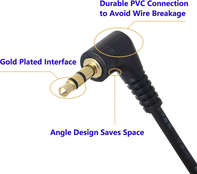 Alt view image 2 of 7 - SinLoon 3.5mm Stereo Audio Cable, (2-Pack) Gold Plated 90 Degree Right & Left Angled 3.5mm Male to Male Stereo Audio Cable for Smartphones, Tablets, Media Players(3-P,9inch)