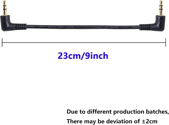 Alt view image 3 of 7 - SinLoon 3.5mm Stereo Audio Cable, (2-Pack) Gold Plated 90 Degree Right & Left Angled 3.5mm Male to Male Stereo Audio Cable for Smartphones, Tablets, Media Players(3-P,9inch)
