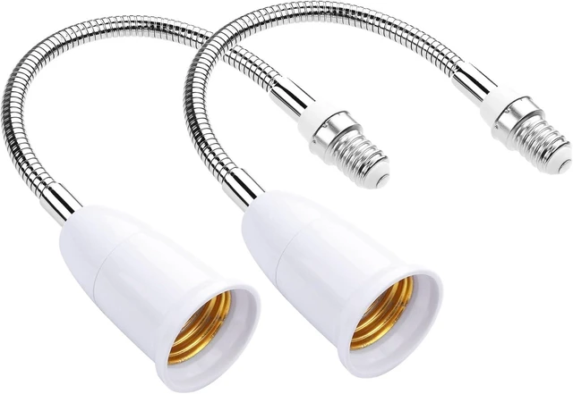 Main image of SinLoon 2 Pcs E14 to E27 Lamp Holder Adapter Light Bulb Socket Extender 360 Degree Adjustable Lamp Base Extension Adapter Light Fixtures Accessories White