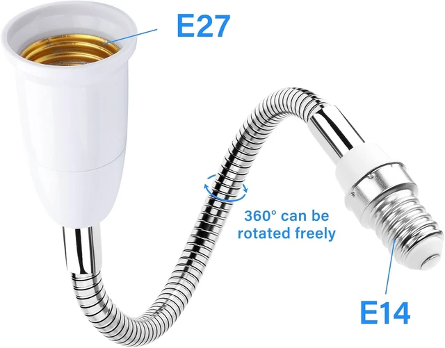 Alt view image 2 of 7 - SinLoon 2 Pcs E14 to E27 Lamp Holder Adapter Light Bulb Socket Extender 360 Degree Adjustable Lamp Base Extension Adapter Light Fixtures Accessories White