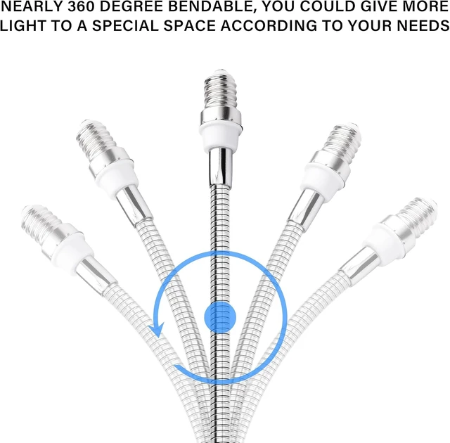 Alt view image 7 of 7 - SinLoon 2 Pcs E14 to E27 Lamp Holder Adapter Light Bulb Socket Extender 360 Degree Adjustable Lamp Base Extension Adapter Light Fixtures Accessories White