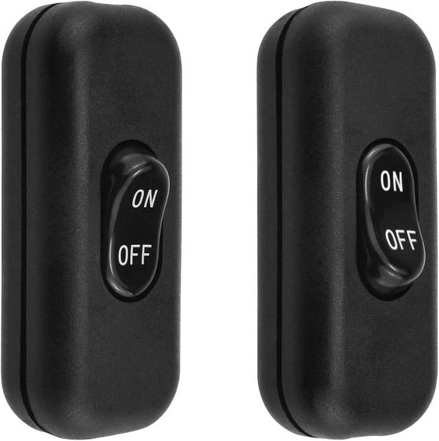 Main image of 2Pcs Inline Cord Switch, AC 250V 6A On/Off Lamp Control Button, Black