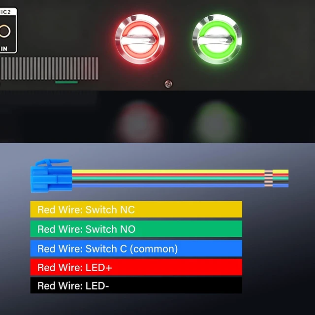 Alt view image 2 of 7 - SinLoon 19mm Rotary Switch with LED Light 3A 1NO 1NC 12V-24V DC/AC (Red)
