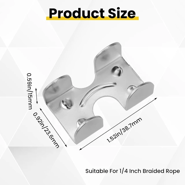 Alt view image 2 of 7 - 1/4 Inch Double Rope Clamp, 4Pcs Heavy Duty Loop Rope Clips