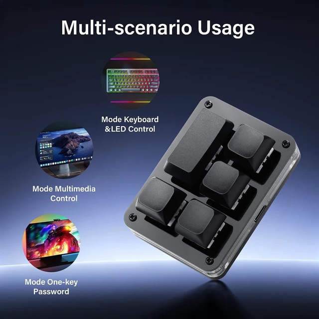 Alt view image 5 of 7 - SinLoon 5 Key Hot-Swappable RGB Macro Mechanical Keypad