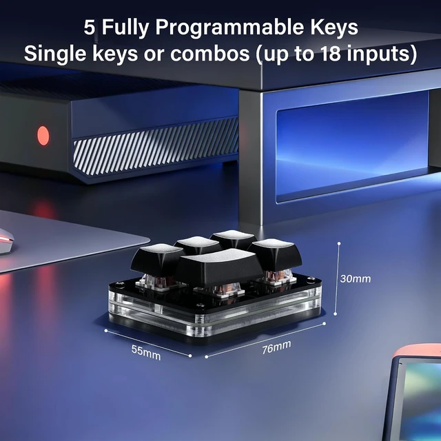 Alt view image 6 of 7 - SinLoon 5 Key Hot-Swappable RGB Macro Mechanical Keypad