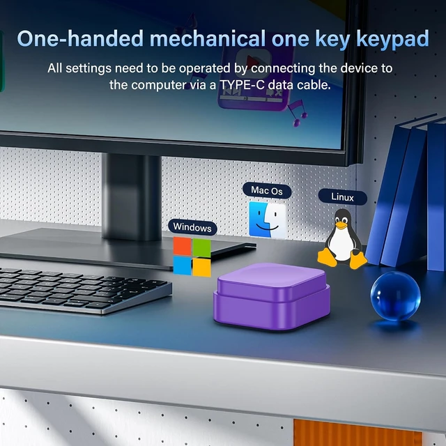 Alt view image 4 of 7 - SinLoon Wired Macro Keypad, One-Key Programmable Shortcut Button (Purple)