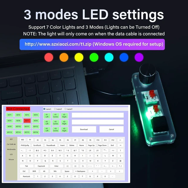 Alt view image 5 of 7 - SinLoon Mini Programmable Mechanical Keyboard with 3 Keys & 1 Control Knob for Macro Shortcuts | PC Setup for Multi-Device Use | Portable, Hot-Swappable Macro Keyboard for Gaming, Office, Bea