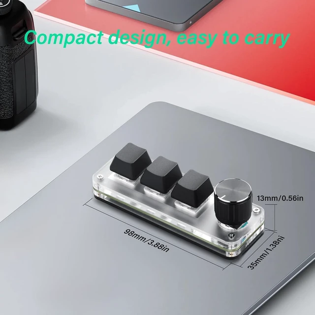 Alt view image 7 of 7 - SinLoon Mini Programmable Mechanical Keyboard with 3 Keys & 1 Control Knob for Macro Shortcuts | PC Setup for Multi-Device Use | Portable, Hot-Swappable Macro Keyboard for Gaming, Office, Bea