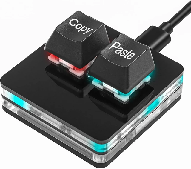 Main image of SinLoon USB Mini 2 Key Keypad 2-Key Copy Paste Keyboard OSU Keypad HotSwap One Handed Mechanical Gaming Keyboard with USB Cable for Accounting Working or Rhythm Games