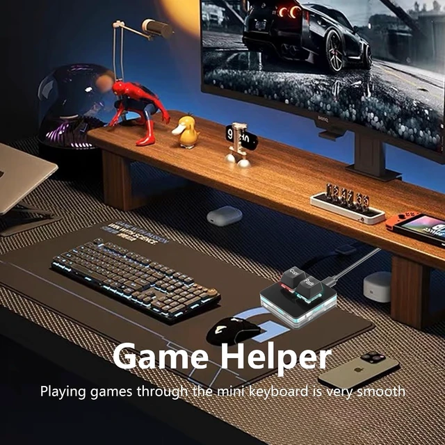 Alt view image 6 of 7 - SinLoon USB Mini 2 Key Keypad 2-Key Copy Paste Keyboard OSU Keypad HotSwap One Handed Mechanical Gaming Keyboard with USB Cable for Accounting Working or Rhythm Games