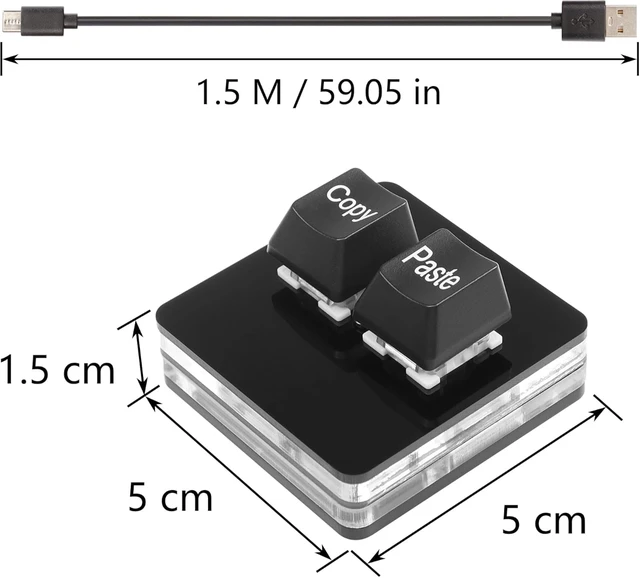 Alt view image 7 of 7 - SinLoon USB Mini 2 Key Keypad 2-Key Copy Paste Keyboard OSU Keypad HotSwap One Handed Mechanical Gaming Keyboard with USB Cable for Accounting Working or Rhythm Games