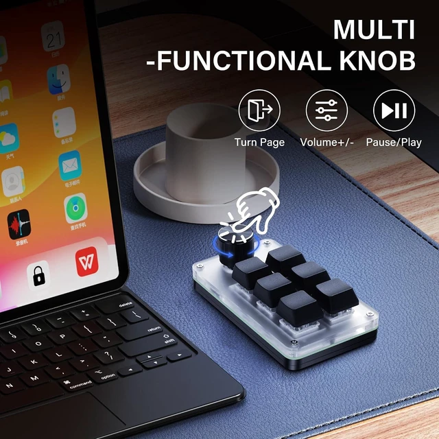 Alt view image 3 of 7 - SinLoon Mini Macro Programmable Keyboard USB Mini 6 Key 1 Knob Mechanical OSU Gaming Keyboard RGB DIY Multi-Function Keyboard Compatible with Mac OS, Windows (Black)