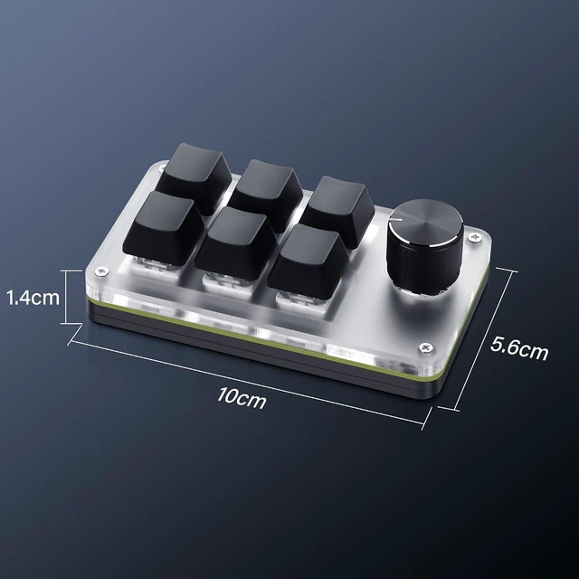 Alt view image 7 of 7 - SinLoon Mini Macro Programmable Keyboard USB Mini 6 Key 1 Knob Mechanical OSU Gaming Keyboard RGB DIY Multi-Function Keyboard Compatible with Mac OS, Windows (Black)