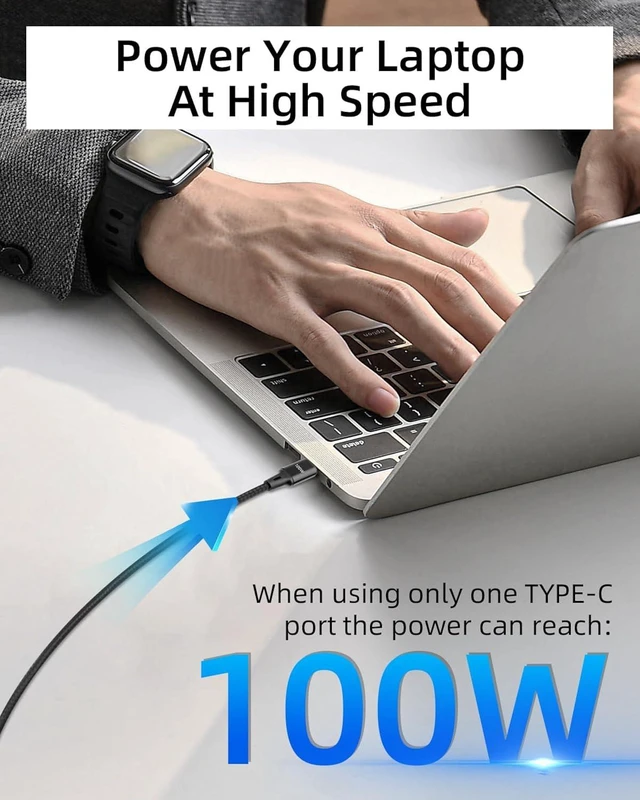 Alt view image 3 of 7 - GELRHONR 100W Dual USB C Splitter Fast Charging Cable 4FT, Nylon Braided 2 in 1 USB C to C Splitter Cable, Double Type C Charger Cord for Phone, Laptop, Tablet and More