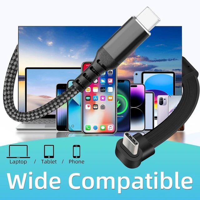 Alt view image 7 of 7 - GELRHONR 90 Degree Flat USB C Cable 6FT, PD 60W Right Angle USB C to C Fast Charging Cable, Nylon Braided Slim USB Type C Charger Cord for Phones, Tablets, Laptop (6.6FT/2M)