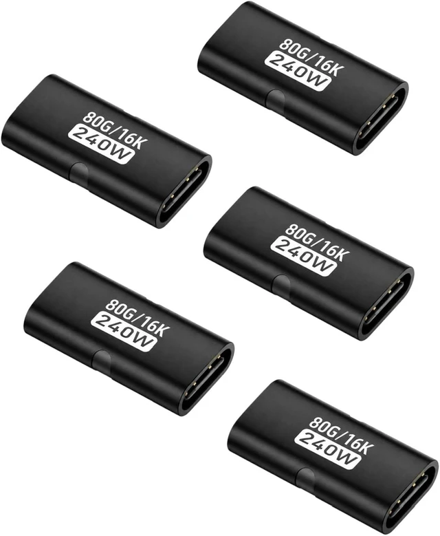 Main image of GELRHONR USB-C Female to Female Adapter, PD 240W, 80Gbps,16K@60Hz,5 Pack