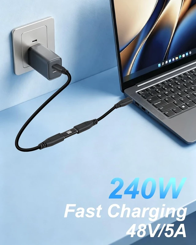 Alt view image 2 of 7 - GELRHONR USB-C Female to Female Adapter, PD 240W, 80Gbps,16K@60Hz,5 Pack