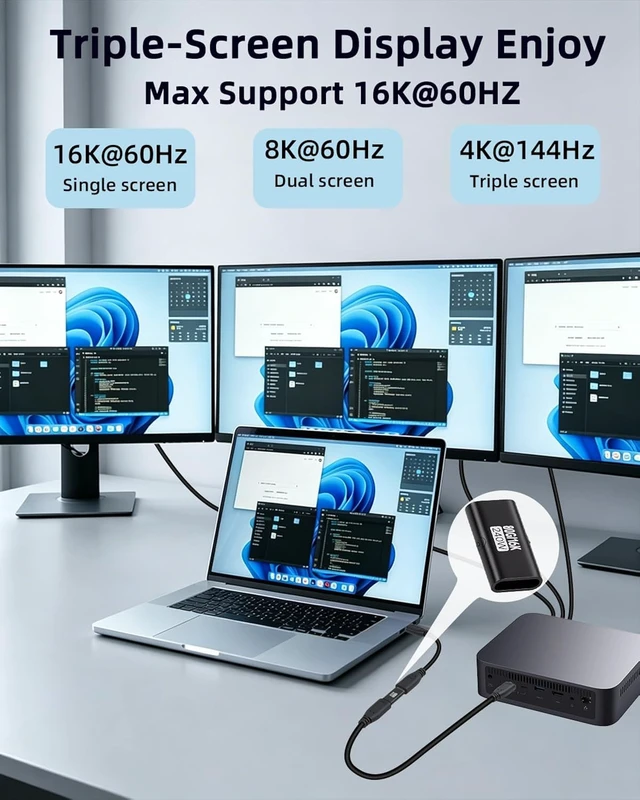 Alt view image 6 of 7 - GELRHONR USB-C Female to Female Adapter, PD 240W, 80Gbps,16K@60Hz,5 Pack